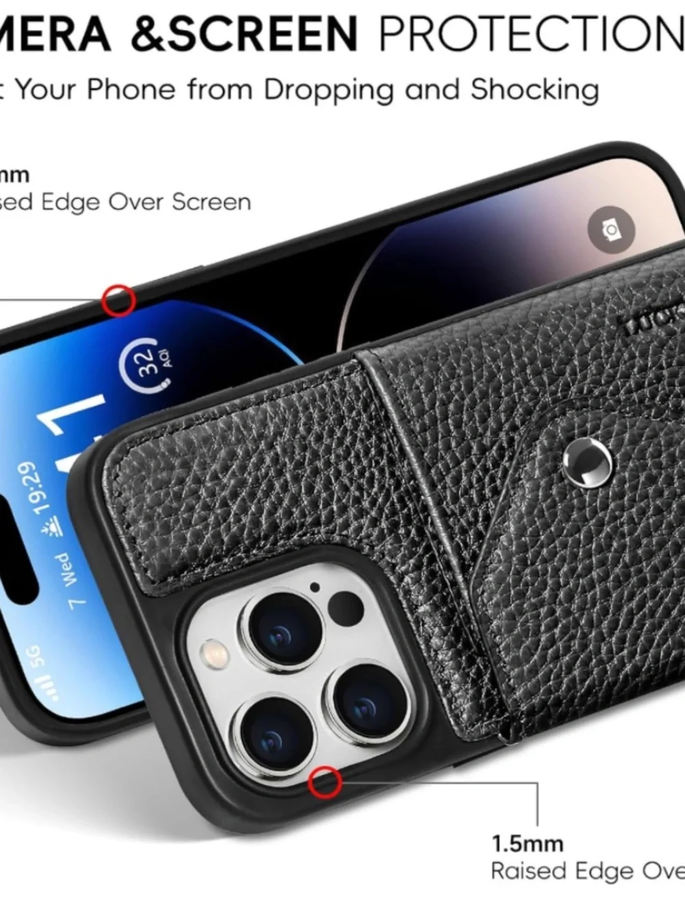 Crossbody Wallet Case for iPhone 14 Pro Max- Pebble Black